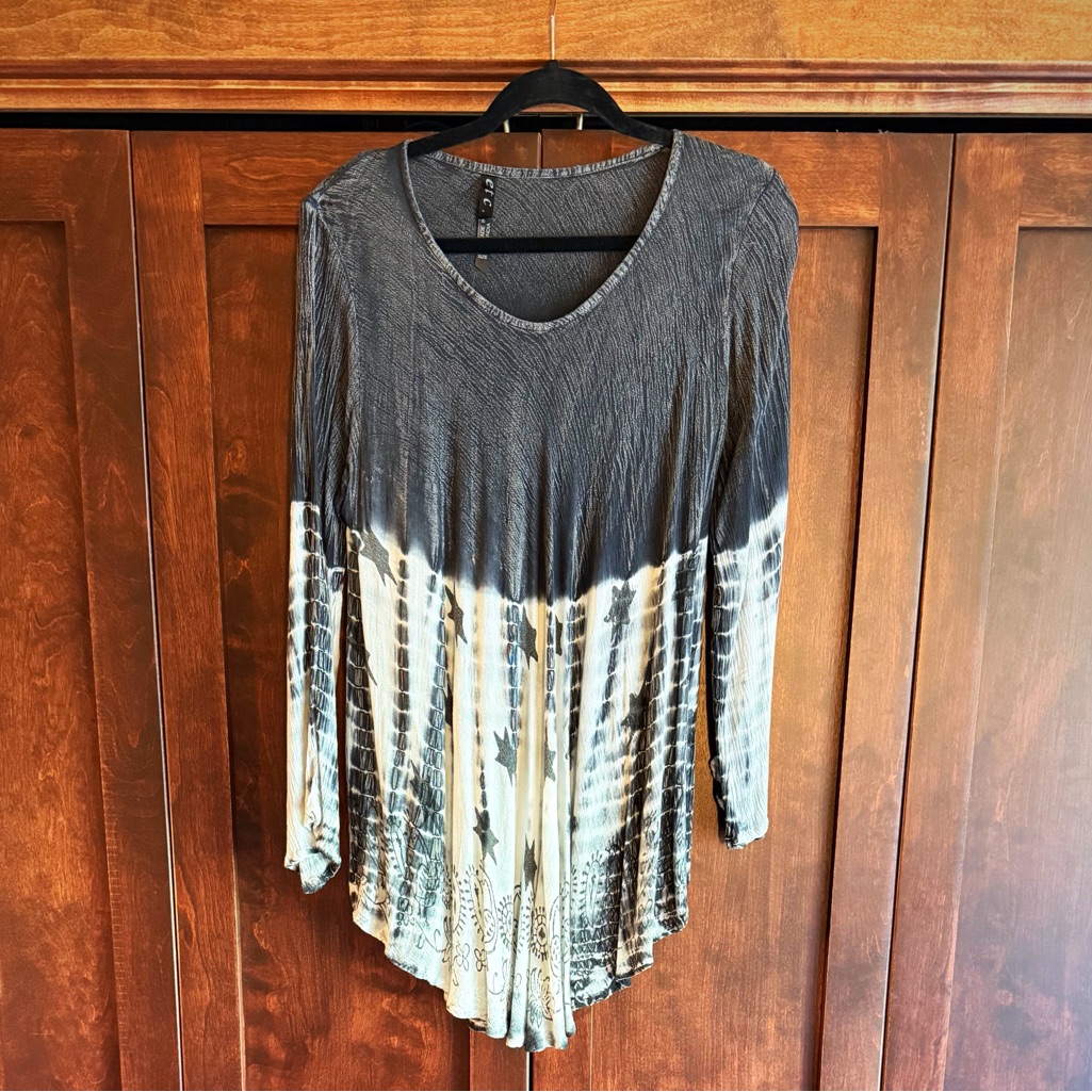 Etcetera Black And Cream Ombre Blouse